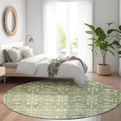 Laearis Green Washable Indoor-Outdoor Rug