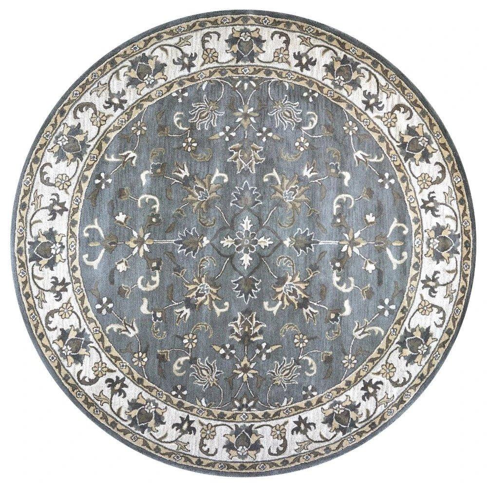 Cati Gray Round Area Rugs For Dining Room