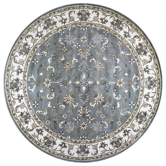 Cati Gray Round Area Rugs For Dining Room