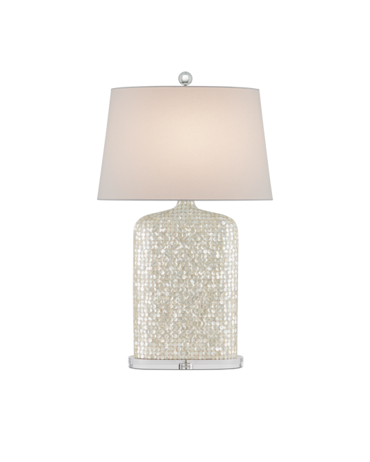 Gerri Dot Mother Of Pearl and Acrylic White Table Lamp