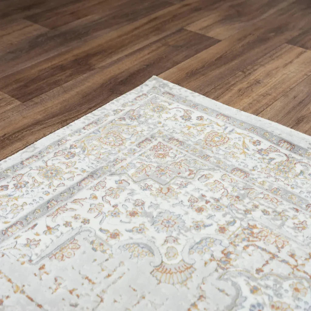 Cris Floral Medallion Gray Area Rugs For Living Room -- gray