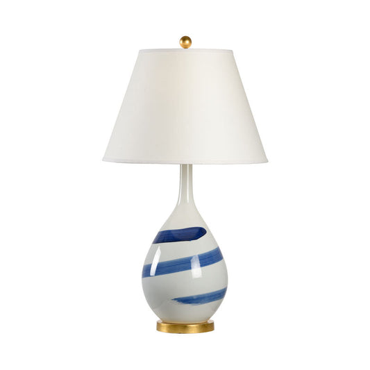 Chelsea House Blue Swirl Hand-Painted Brushstroke Table Lamp