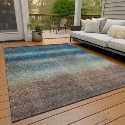 Haelor Blue Washable Indoor-Outdoor Rug -- blue