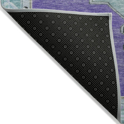 Haelion Purple Washable Indoor-Outdoor Rug