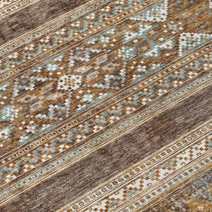 Southwest Brown Washable Indoor-Outdoor Rug