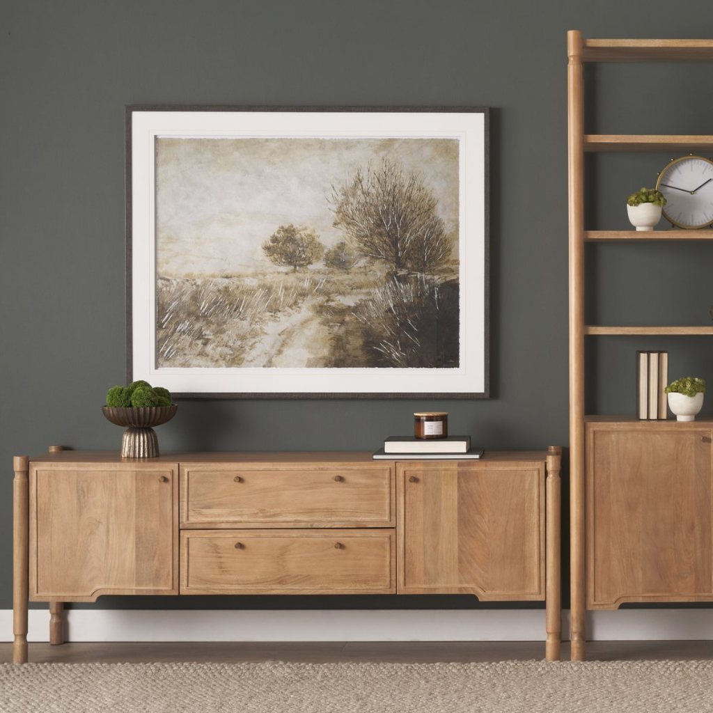 Phil 72"W Light Brown Solid Wood 2-Door 1-Drawer Media Conso -- Light Brown