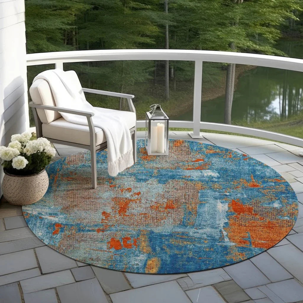 Aria Navy Washable Indoor-Outdoor Rug-Outdoor Rugs-LOOMLAN Rugs-LOOMLAN
