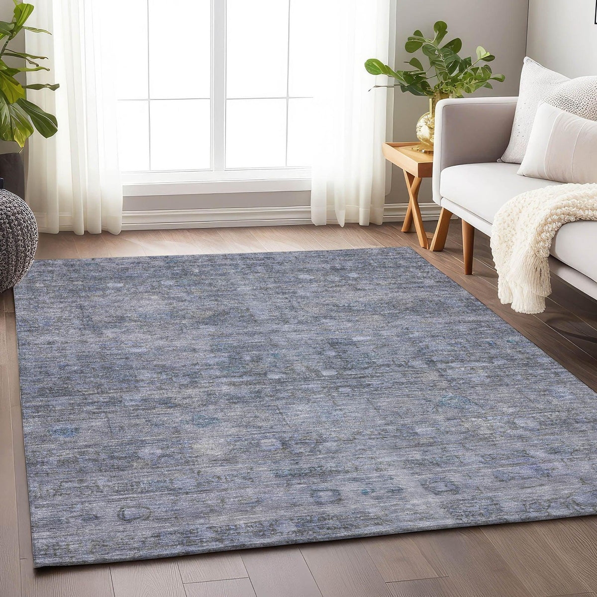 Kaelora Blue Washable Indoor-Outdoor Rug -- blue