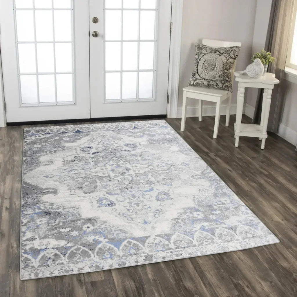 Damm Medallion Gray Kitchen Hallway Runner Rug -- gray