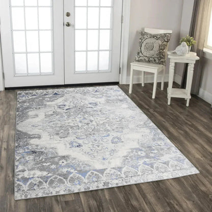 Damm Medallion Gray Kitchen Hallway Runner Rug -- gray