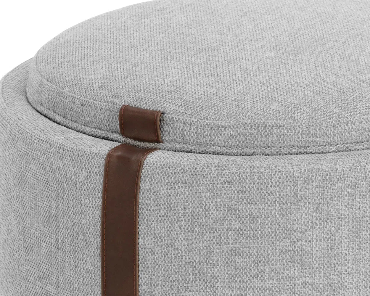 Borelli Leather Upholstered Round Storage Ottoman