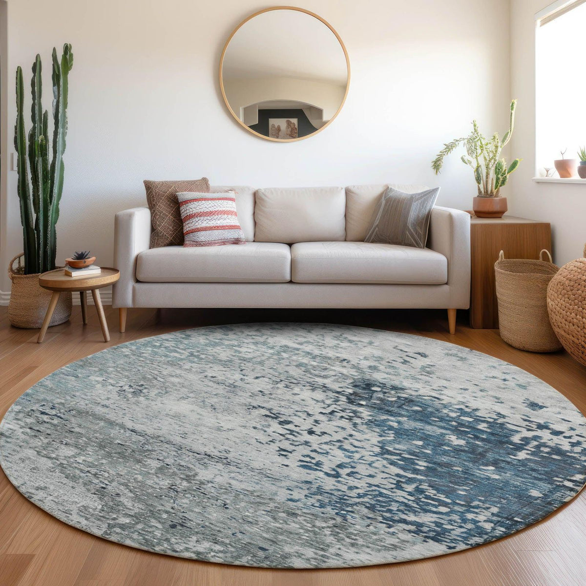 Iriain Denim Washable Indoor-Outdoor Rug