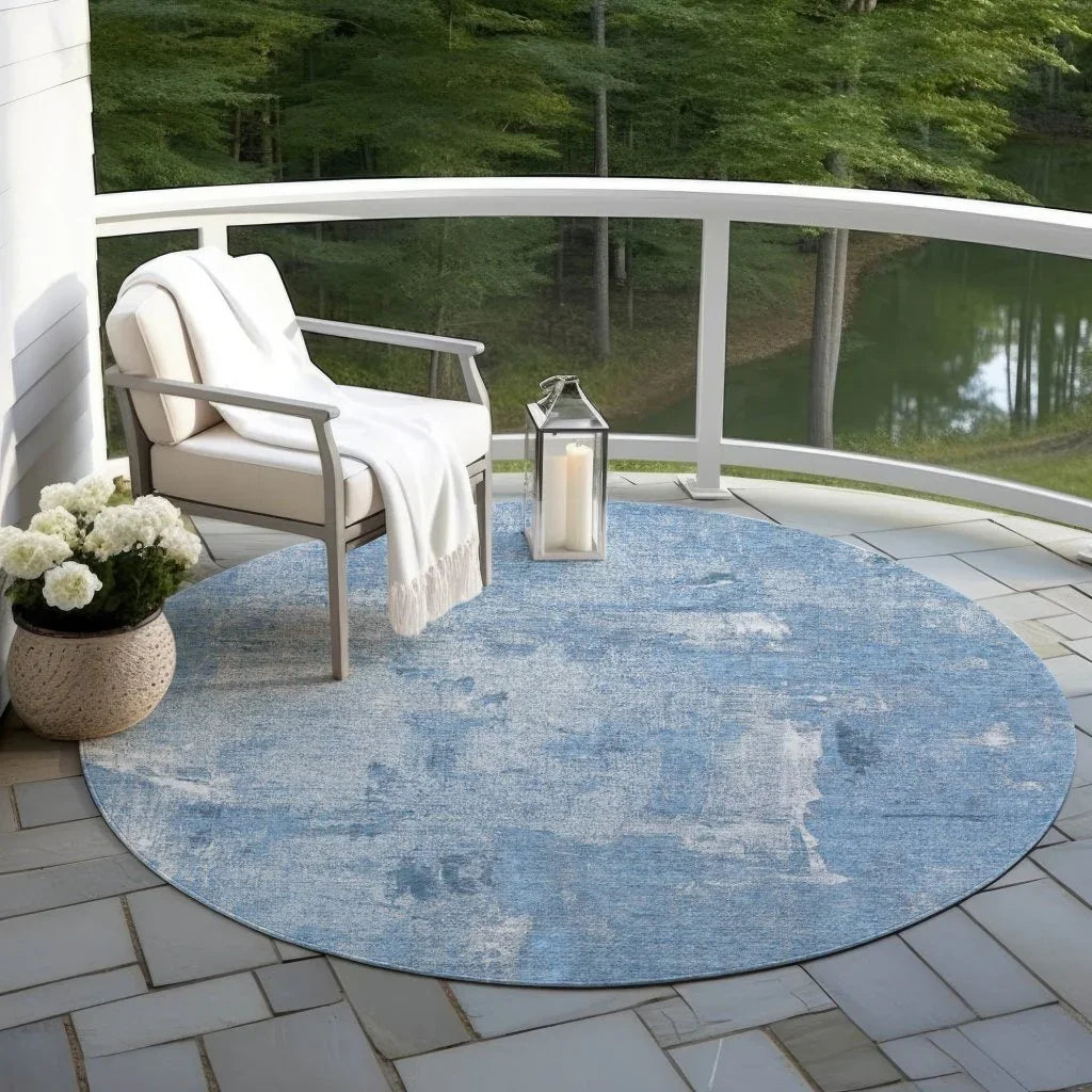 Aria Blue Washable Indoor-Outdoor Rug-Outdoor Rugs-LOOMLAN Rugs-LOOMLAN