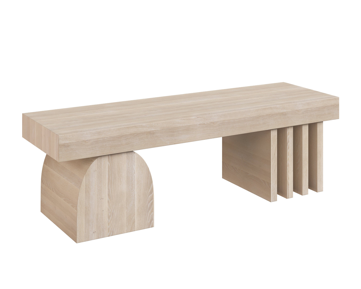 Contemporary Cadence Bench Solid Oak Light Wash Finish