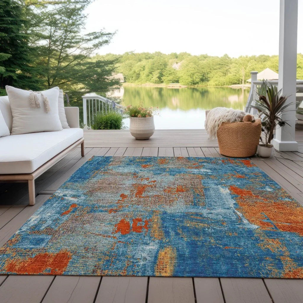 Aria Navy Washable Indoor-Outdoor Rug -- navy