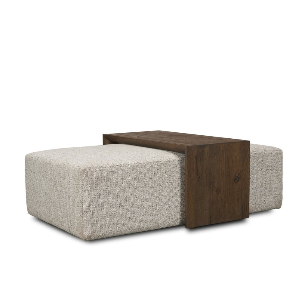 Trayden Gray Fabric Slider-Top Ottoman Coffee Table