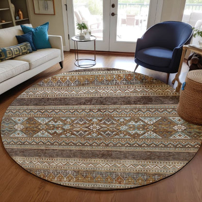 Southwest Brown Washable Indoor-Outdoor Rug -- brown