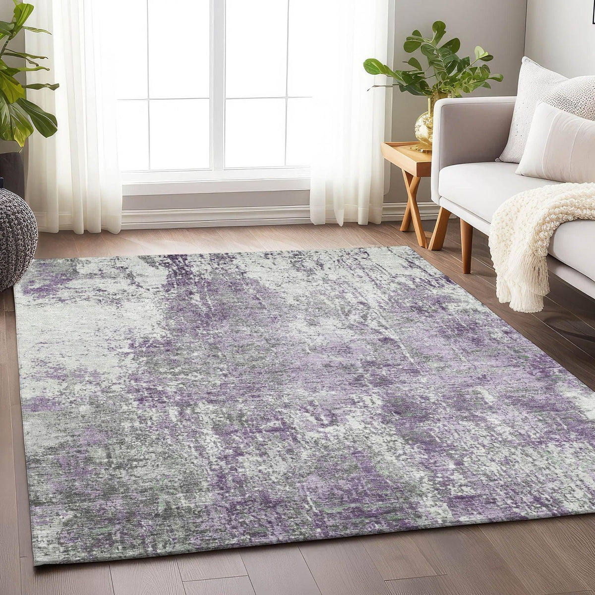 Kaelion Purple Washable Indoor-Outdoor Rug -- purple