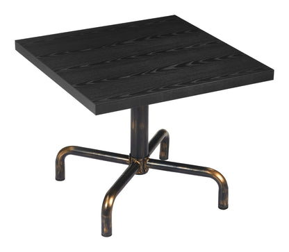 Neum Steel and Wood Black Square Bistro Table