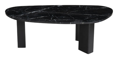 Aberdeen Black Marble and Wood Geometric Coffee Table