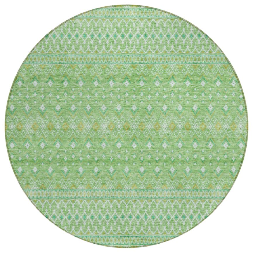 Boho Green Washable Indoor-Outdoor Rug
