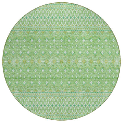 Boho Green Washable Indoor-Outdoor Rug