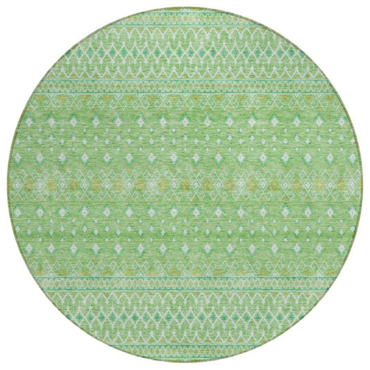 Boho Green Washable Indoor-Outdoor Rug