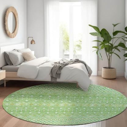 Boho Green Washable Indoor-Outdoor Rug -- green
