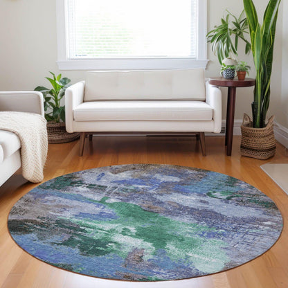 Iriara Green Washable Indoor-Outdoor Rug