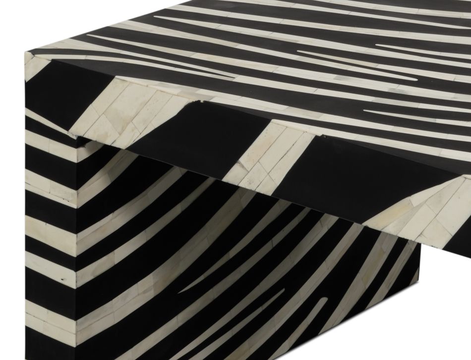 Meridian 51" Bone Inlay Coffee Table -- Black,White