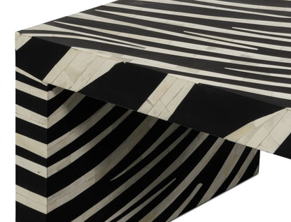 Meridian 51" Bone Inlay Coffee Table -- Black,White