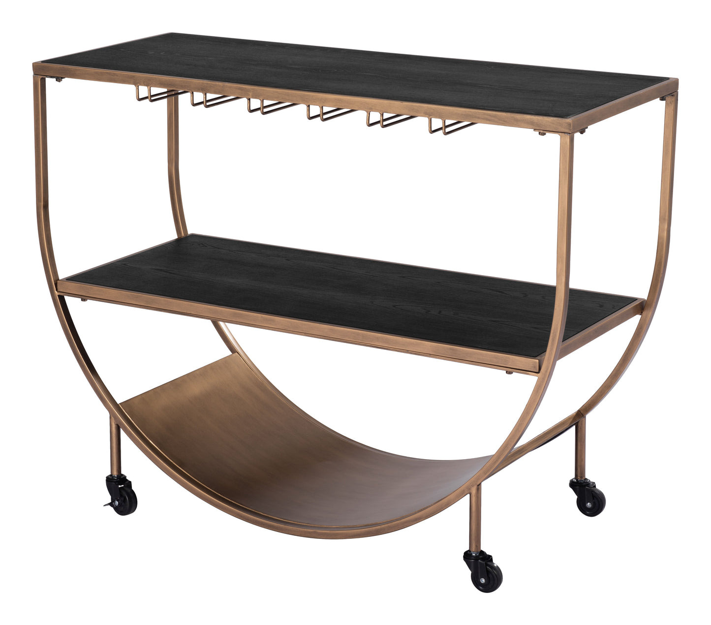 Bechet Brass Black Bar Cart