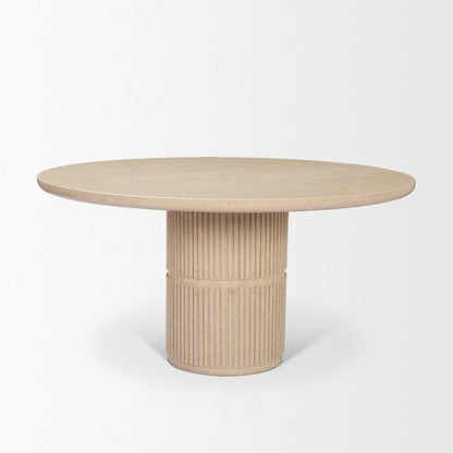 Sorrano 59" Botticino Marble Round Dining Table -- Beige