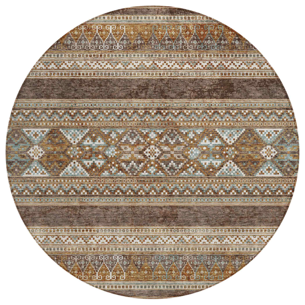 Southwest Brown Washable Indoor-Outdoor Rug