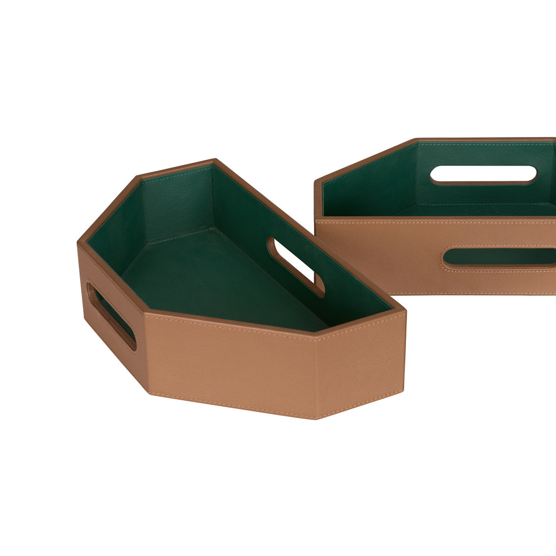 Wildwood Burke Brown Leather Tray (Set of 2)