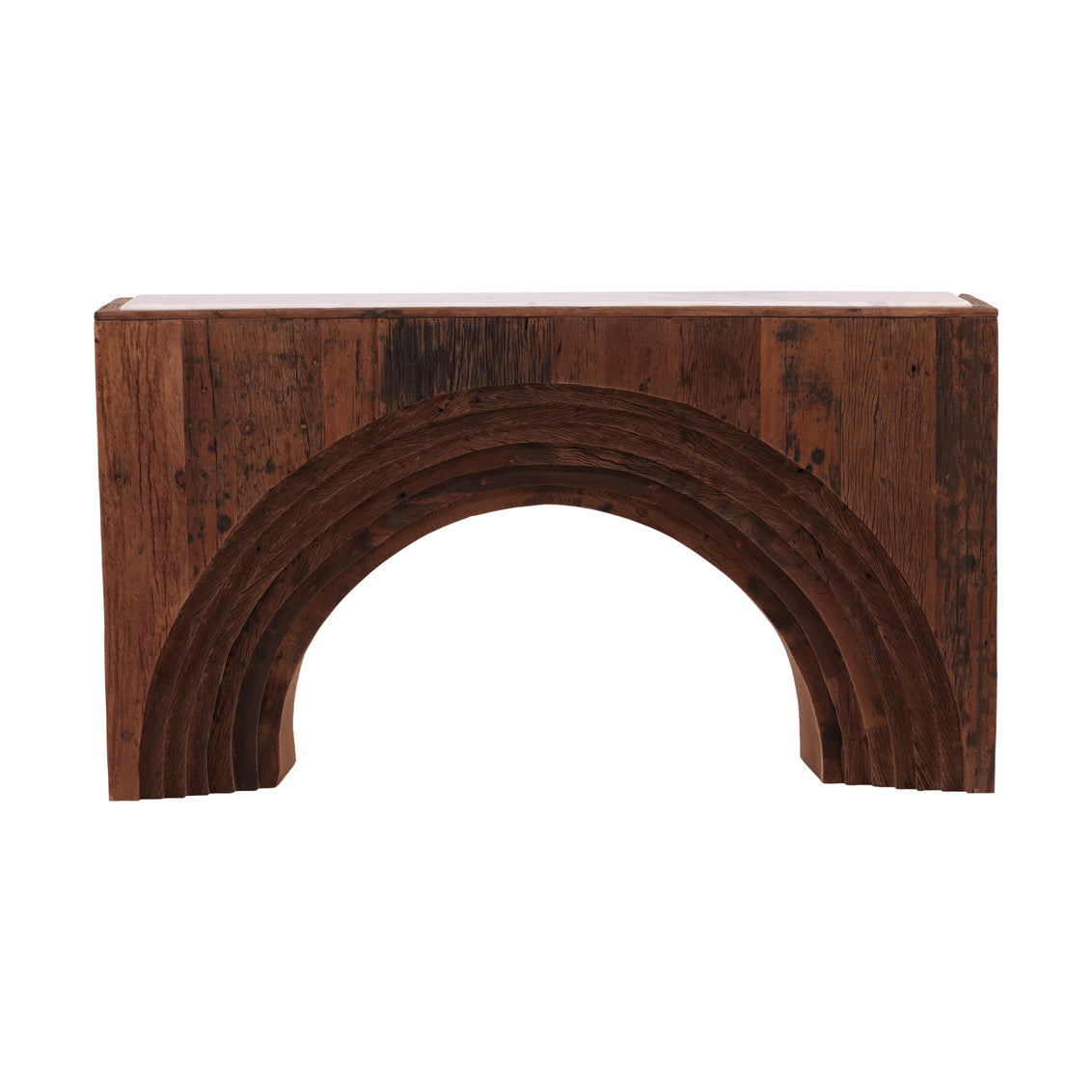 Cole White Marble Top Console Table -- White, Brown