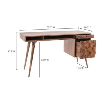O2 Home Office Desk Brown Mid-Century -- view 8