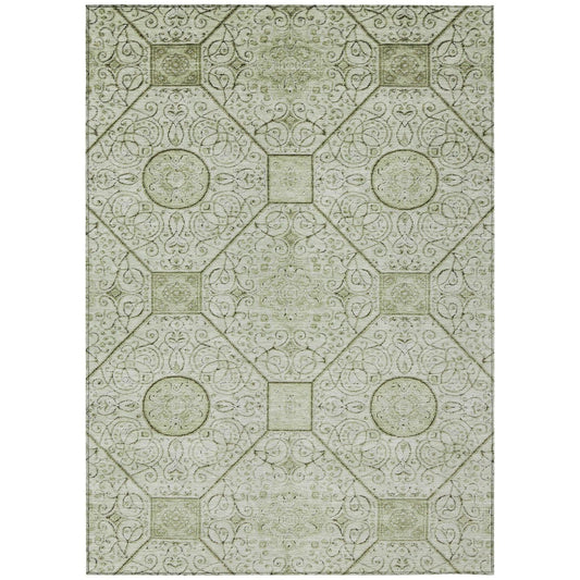 Iriora Green Washable Indoor-Outdoor Rug