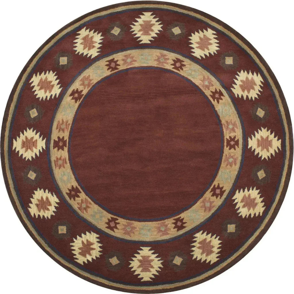 Dega Burgundy Round Area Rugs For Dining Room