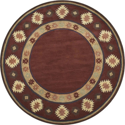 Dega Burgundy Round Area Rugs For Dining Room