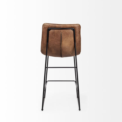 Meritt 37"H Brown Leather High-Back Bar Stool -- Brown