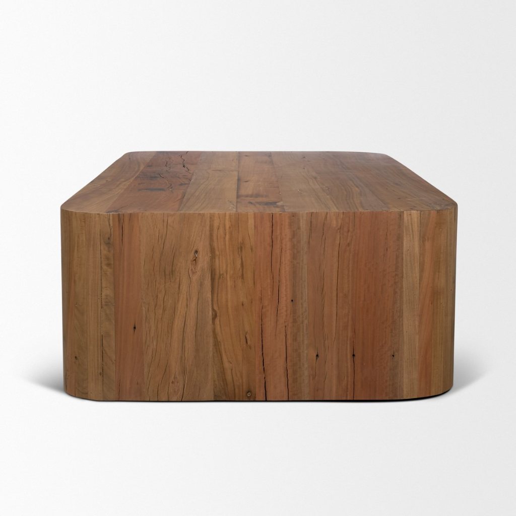 Dunmore 74" Rectangular Solid Wood Open Shelf Coffee Table -- Brown
