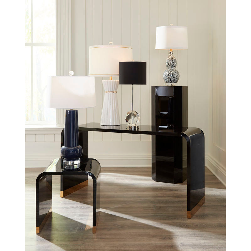 Snow Leopard Printed Ceramic Table Lamp-Table Lamps-Wildwood-LOOMLAN