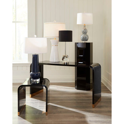 Snow Leopard Printed Ceramic Table Lamp-Table Lamps-Wildwood-LOOMLAN