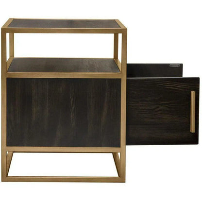 2-Door End Table in Dark Brown With Gold Metal Frame Nightstands Sideboards and Things  By Diamond Sofa