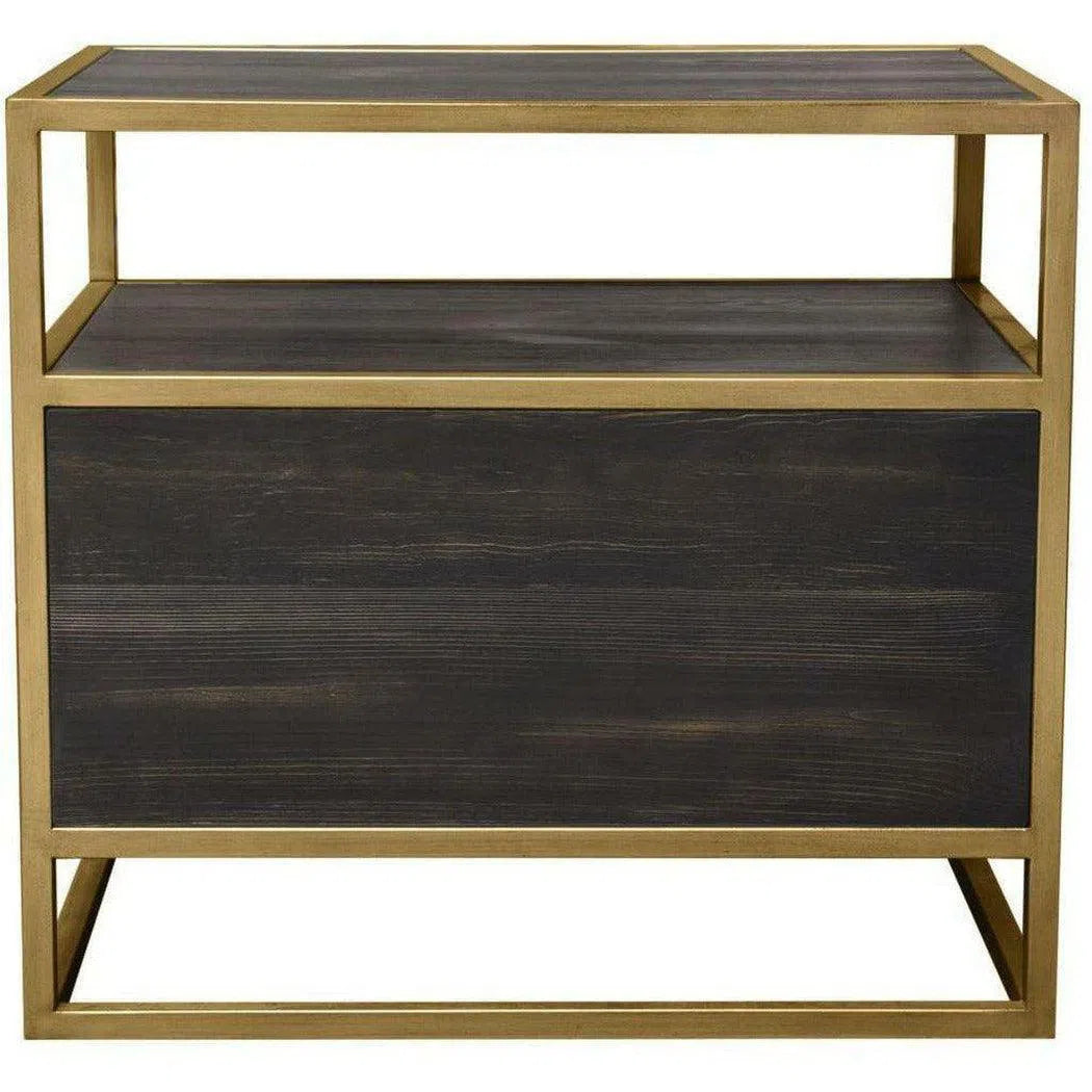 2-Door End Table in Dark Brown With Gold Metal Frame Nightstands Sideboards and Things  By Diamond Sofa