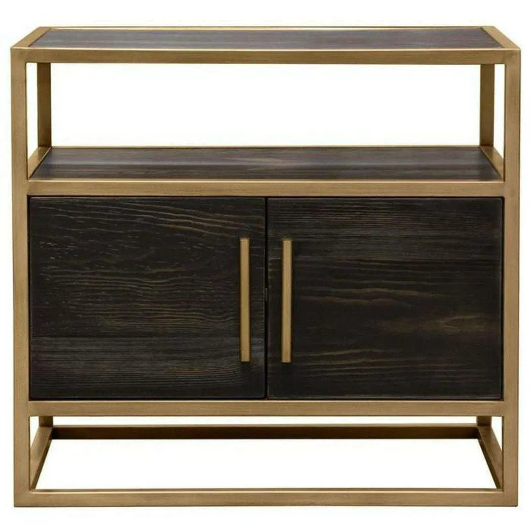 2-Door End Table in Dark Brown With Gold Metal Frame Nightstands Sideboards and Things  By Diamond Sofa