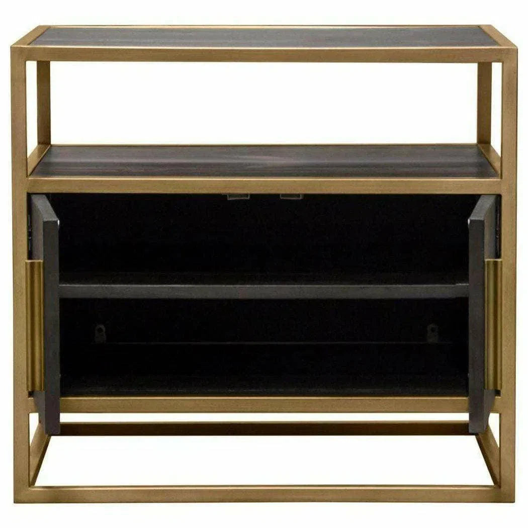 2-Door End Table in Dark Brown With Gold Metal Frame Nightstands Sideboards and Things  By Diamond Sofa