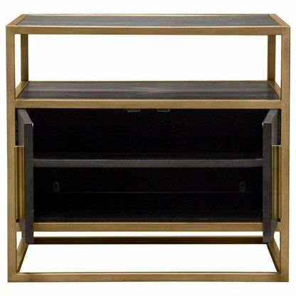 2-Door End Table in Dark Brown With Gold Metal Frame Nightstands Sideboards and Things  By Diamond Sofa