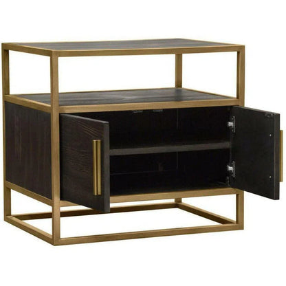 2-Door End Table in Dark Brown With Gold Metal Frame Nightstands Sideboards and Things  By Diamond Sofa